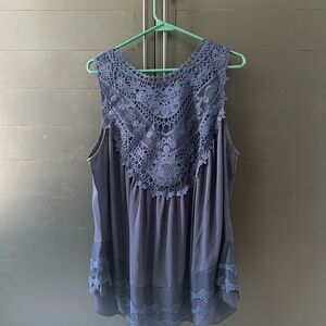 Elegant Lace Women's Tunic Top - Blue